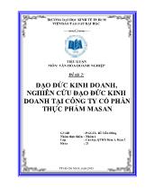 Đề tài Đạo đức kinh doanh, nghiên cứu đạo đức kinh doanh tại công ty cổ phần thực phẩm Masan