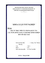Đề tài Đầu tư trực tiếp của Trung Quốc vào các nước Đông Nam Á và bài học kinh nghiệm đối với Việt Nam