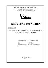 Đề tài Hoàn thiện hoạt động thanh toán quốc tế tại công ty Unimex Hà Nội