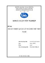 Đề tài Hoàn thiện quản lý ngành chè Việt Nam