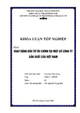 Đề tài Hoạt động đầu tư tài chính tại một số công ty sản xuất của Việt Nam