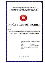 Đề tài : Hoạt động kinh doanh khách sạn tại Việt Nam – thực trạng và giải pháp