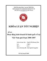 Đề tài Hoạt động kinh doanh lữ hành quốc tế tại Việt Nam giai đoạn 2000-2007