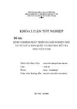 Đề tài Kinh nghiệm phát triển doanh nghiệp nhỏ và vừa của Hàn Quốc và bài học rút ra cho Việt Nam
