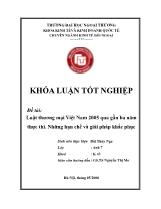 Đề tài Luật thương mại Việt Nam 2005 qua gần ba năm thực thi. Những hạn chế và giải pháp khắc phục