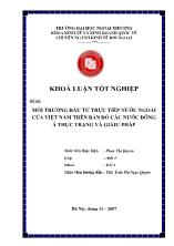 Đề tài Môi trường đầu tư trực tiếp nƣớc ngoài của Việt Nam trên bản đồ các nước Đông Á thực trạng và giải pháp