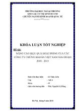 Đề tài Nâng cao hiệu quả hoạt động của các công ty chứng khoán Việt Nam giai đoạn 2010 - 2015