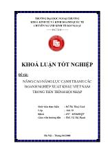 Đề tài Nâng cao năng lực cạnh tranh các doanh nghiệp xuất khẩu Việt Nam trong tiến trình hội nhập