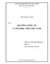 Đề tài Nợ công Châu Âu và bài học cho Việt Nam