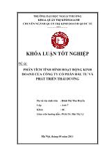 Đề tài Phân tích tình hình hoạt động kinh doanh của công ty cổ phần đầu tư và phát triển Thái Dương