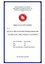 Đề tài Quản lý nhà nước đối với hoạt động FDI tại Việt Nam - Thực trạng và giải pháp
