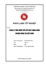 Đề tài Quản lý nhà nước đối với hoạt động kinh doanh vàng tại Việt Nam