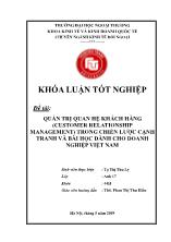 Đề tài Quản trị quan hệ khách hàng (customer rela tionship management) trong chiến lược cạnh tranh và bài học dành cho doanh nghiệp Việt Nam