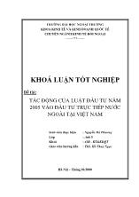 Đề tài Tác động của luật đầu tư năm 2005 vào đầu tư trực tiếp nước ngoài tại Việt Nam