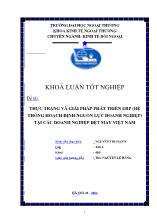Đề tài Thực trạng và giải pháp phát triển erp (hệ thống hoạch định nguồn lực doanh nghiệp) tại các doanh nghiệp dệt may Việt Nam