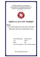 Đề tài Xuất khẩu hàng da giầy Việt Nam thực hiện mục tiêu phát triển bền vững