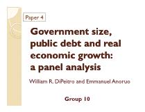 Government size, public debt and real economic growth: a panel analysis