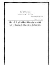 Hãy viết về một bài học (thành công hoặc thất bại) về lãnh đạo. Bài học rút ra cho bản thân