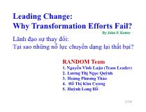 Lãnh đạo sự thay đổi: Tại sao những nỗ lực chuyển dạng lại thất bại ?