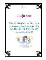 Luận văn Một số giải pháp và kiến nghị nhằm nâng cao hiệu quả công tác đấu thầu tại Công ty xây dựng Sông Đà II