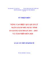 Nâng cao hiệu quả quản lý ngân sách nhà nước tỉnh An Giang giai đoạn 2011 – 2015 và tầm nhìn đến 2020