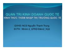 Quản trị kinh doanh quốc tế Hình thức thâm nhập thị trường quốc tế