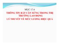 Thông tin bất cân xứng trong thị trường lao động lý thuyết về mức lương hiệu quả