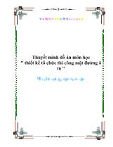 Thuyết minh đồ án môn học Thiết kế tổ chức thi công mặt đường ô tô