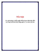 Tiểu luận Các giải pháp và kiến nghị nhằm hoàn thiện luật đầu tư trong tình hình hội nhập quốc tế và toàn cầu hóa