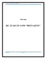 Tiểu luận Dự án quán cơm “thân quen”
