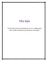 Tiểu luận Gói kích cầu 01 tỷ đôla của Chính phủ nên cho vay vào những ngành nào? Lãi suất và thời hạn cho vay như thế nào cho hiệu quả?
