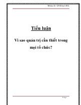 Tiểu luận Vì sao quản trị cần thiết trong mọi tổ chức?