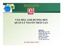 Văn hóa ảnh hưởng đến quản lý nguồn nhân lực
