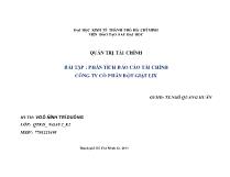 Bài tập : Phân tích báo cáo tài chính công ty cổ phần bột giặt LIX