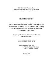 Báo cáo Hoàn thiện kiểm tra, phân tích tài chính với việc tăng cường quản trị tài chính trong các doanh nghiệp vừa và nhỏ ở Việt Nam