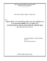 Báo cáo Nhận thức và cách dùng tài chính của các doanh nghiệp vừa và nhỏ của người sử dụng trong nền kinh tế chuyển đổi
