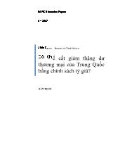 Có thể cắt giảm thặng dư thương mại của Trung Quốc bằng chính sách tỷ giá?