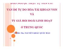 Đảo ngược trật tự vốn có? Vấn đề tự do hóa tài khoản vốn và tỷ giá hối đoái linh hoạt ở Trung Quốc