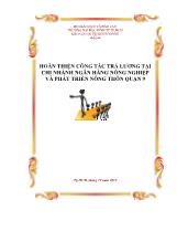 Hoàn thiện công tác trả lương tại chi nhánh ngân hàng nông nghiệp và phát triển nông thôn quận 9