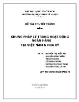 Khung pháp lý trong hoạt động ngân hàng tại Việt Nam & Hoa Kỳ
