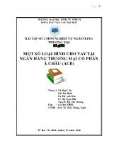 Một số loại hình cho vay tại ngân hàng thương mại cổ phần Á Châu (ACB)
