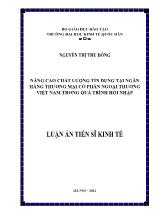 Nâng cao chất lượng tín dụng tại ngân hàng thương mại cổ phần ngoại thương Việt Nam trong quá trình hội nhập