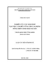Nghiên cứu các giải pháp tạo việc làm bền vững cho lao động nông thôn tỉnh Thái Nguyên
