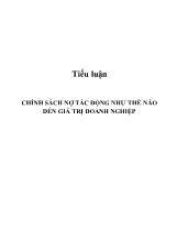 Tiểu luận Chính sách nợ tác động như thế nào đến giá trị doanh nghiệp