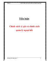 Tiểu luận Chính sách tỷ giá và chính sách quản lý ngoại hối