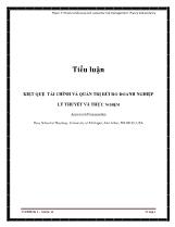 Tiểu luận Kiệt quệ tài chính và quản trị rủi ro doanh nghiệp lý thuyết và thực nghiệm