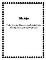 Tiểu luận Phân tích tác động của thuế nhập khẩu đến thị trường ôtô tại Việt Nam