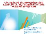 Các nhân tố tác động đến chính sách cổ tức. một nghiên cứu thực nghiệm tại Việt Nam