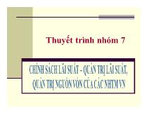 Chính sách lãi suất - Quản trị lãi suất, Quản trị nguồn vốn của các ngân hàng thương mại Việt Nam