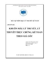 Chuyên đề Khuôn mẫu lý thuyết, lý thuyết thực chứng, kế toán theo giá gốc